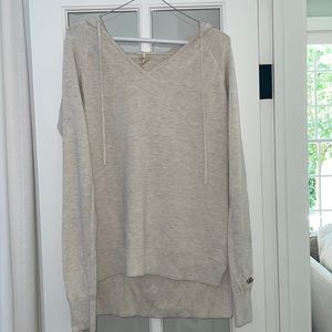 CALIA Womens Heather Effortless Ribbed Pullover Hoodie | Cream